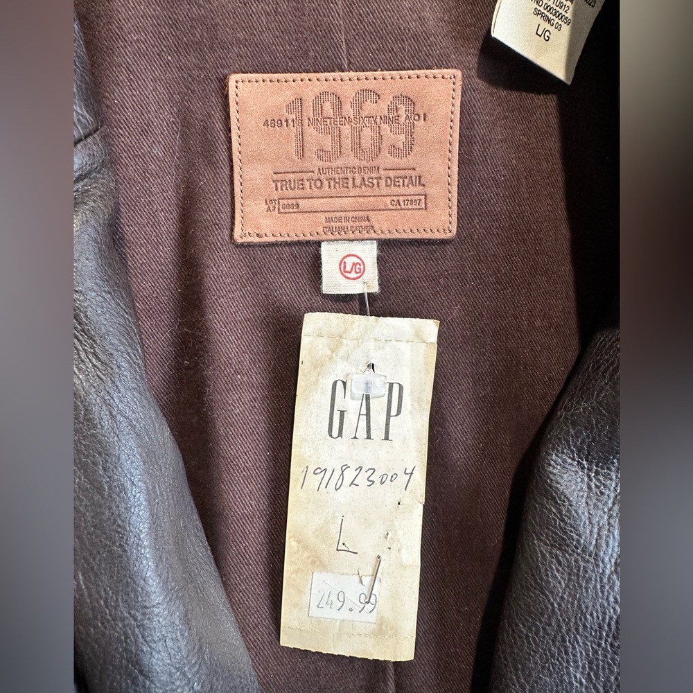 GAP Women's Brown Cow Leather Jacket Spring 03 Size L - Picture 3 of 10